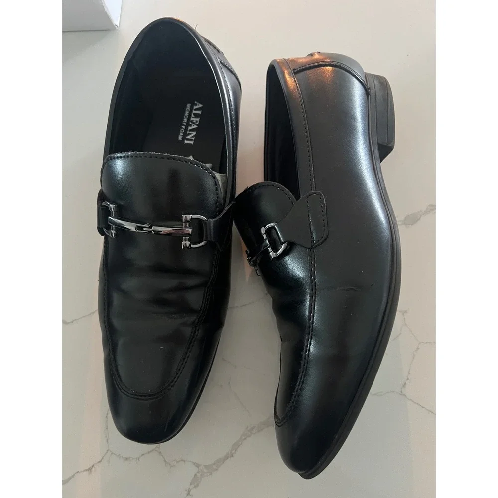 Alfani Mens Black Leather Bit Loafers Memory Foam‎ Dress Shoes Size 8M